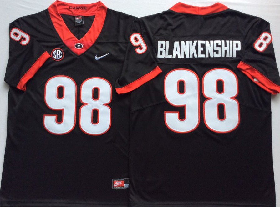 NCAA Men Georgia Bulldogs Black #98 BLANKENSHIP